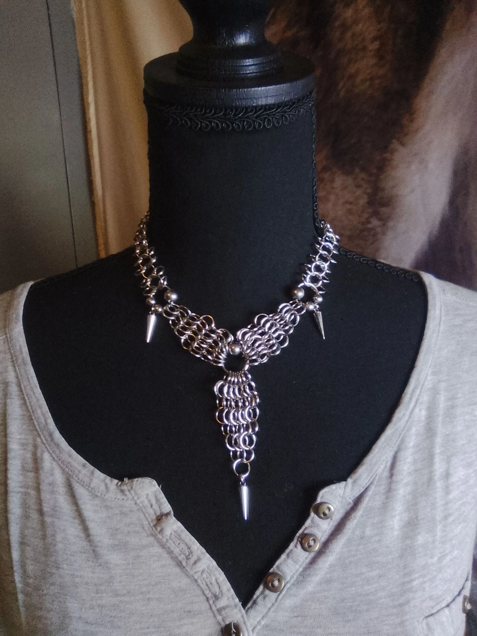 Collier unisexe chainmail européen Style gothique 